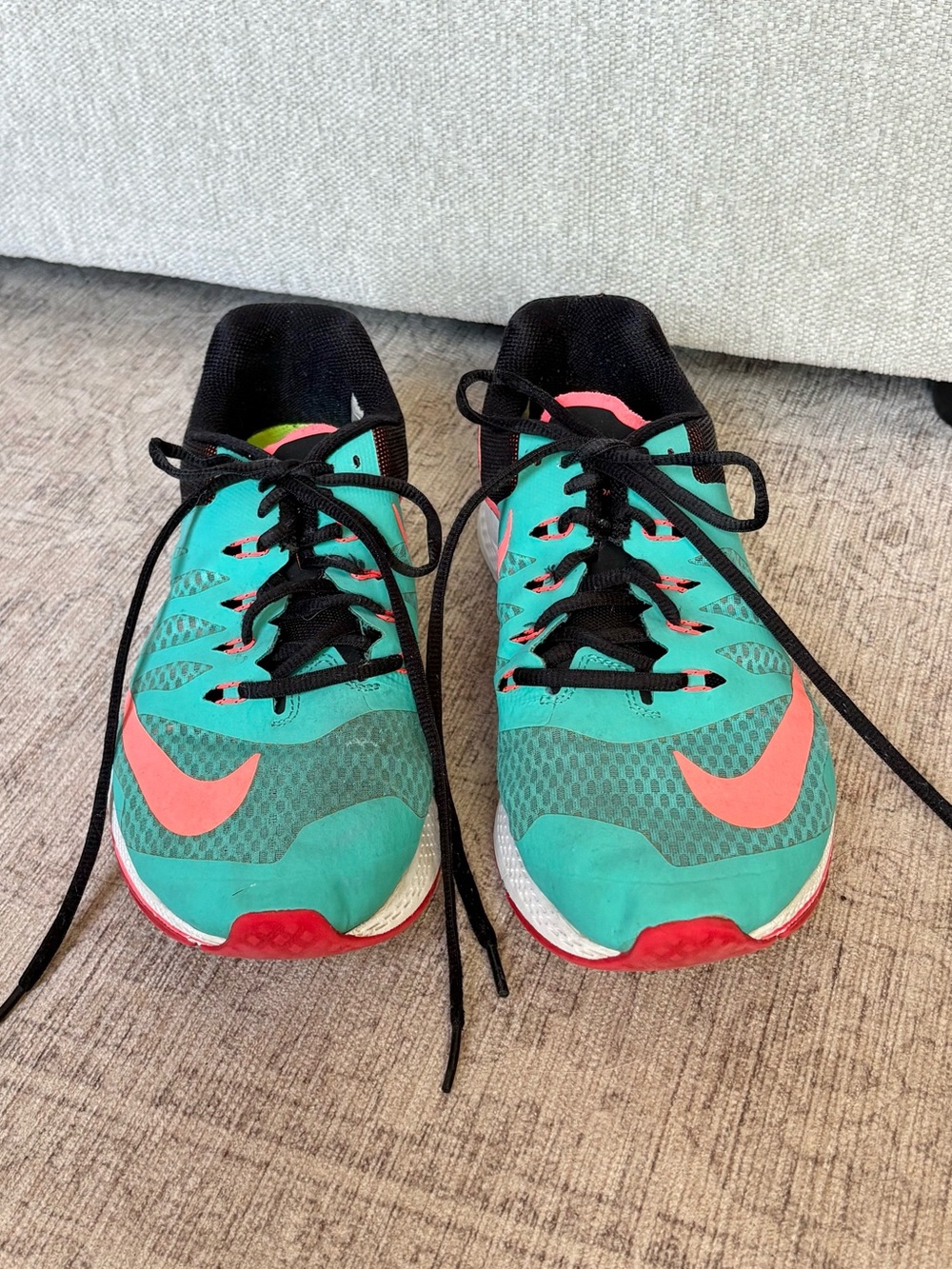 Nike Teal and Coral Athletic Sneakers with Black Accents